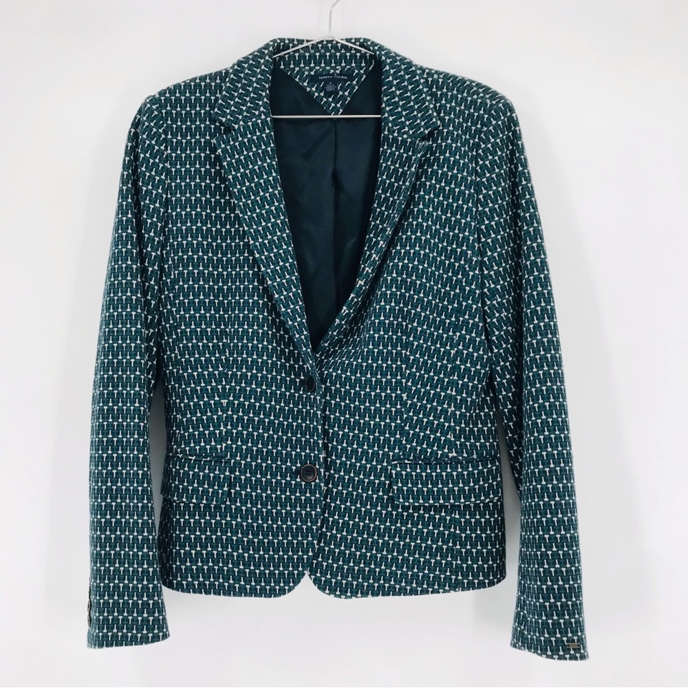 Tommy Hilfiger Boston Fit Double Button Blazer Green White Size 10